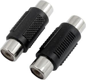 Unique Bargains 2 Pcs AV RCA Female Coupler Extension Adapter Connector Black