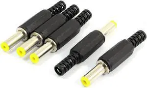 Unique Bargains 5 Pieces 5.5x 2.5mm DC Power Plugs Jack Male Barrel Connectors Black