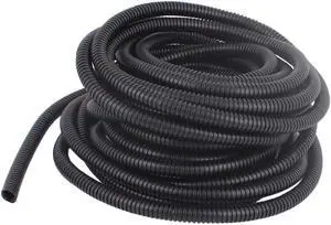 Unique Bargains 11M Long 13mm Diameter Plastic Corrugated Tube Electric Conduit Pipe Black