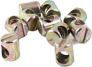 Unique Bargains 10 Pcs M5 x 9.5mm Slotted Cross Dowel Barrel Bolt Nuts Bronze Tone