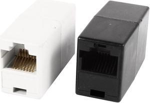 Unique Bargains 2 Pcs Black White 8P8C RJ45 Cat5 Ethernet Cable Connector Adapter Joiner Coupler