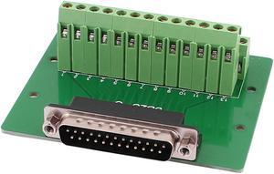 Unique Bargains DB25 D-SUB Male 25pin Terminal Breakout PCB Board 2 Row Screw Adapter