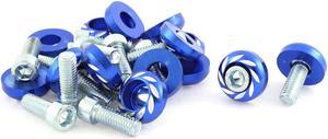 15 Pcs Blue Metal Round Shape License Plate Frame Bolt Screw for Car