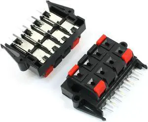 Unique Bargains 2 Pcs 64x40mm 8 Positions Push in Jack Spring Load Audio Speaker Terminals