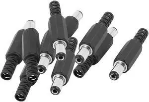 10 Pcs 5.5mmx2.1mm Male Plug DC Power Jack Connector Socket Adapter Black
