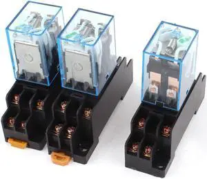 Unique Bargains 3Pcs DC 12V Coil 8 Pin DPDT Green LED Lamp Electromagnetic Power Relay