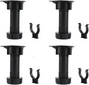 Kitchen Bedroom Plastic Adjustable Cabinet Legs Foot Black 4pcs