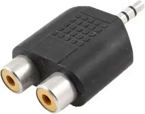 Unique Bargains 3.5mm Male to 2 RCA Female Plug Earphone Audio Adapter Black for MP3 MP4