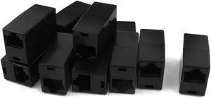 Unique Bargains 10 Pcs RJ45 8P8C CAT5 Network Cable Adapter Extender Plug Coupler Joiner Black