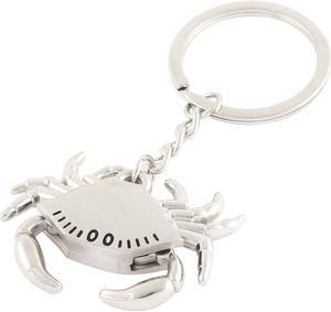 Silver Tone Crab Shaped Pendant Stainless Steel Key Ring