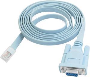 Routers Network RJ45 to 9-pin RS232 DB9 Cable Wire Convertor Blue 6Ft