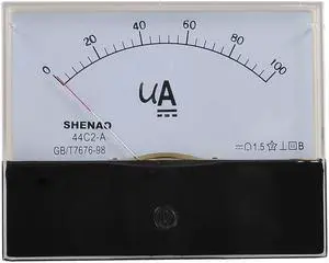 Unique Bargains Unique Bargains DC 0-100uA Analog Panel Meter Ammeter Clear Black 44C2 w Screws