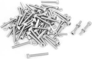 Unique Bargains M3x22mm Stainless Steel Hex Socket Head Knurled Cap Screws Bolts Nut Set 50Pcs