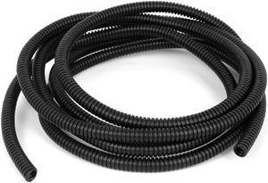 7mmx10mm Dia Flexible Corrugated Conduit Tube Pipe Hose Tubing Black 2.97M