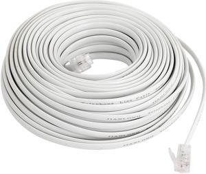 Unique Bargains 20M 65.6Ft RJ11 Modular Telephone Phone Cables Wire White