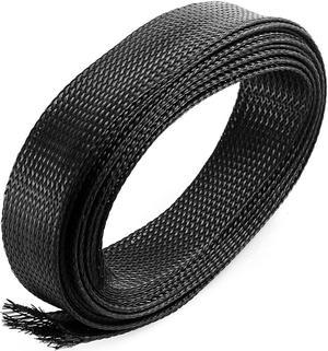 13Ft 30mm Width Black Nylon Expandable Braided Sleeving Cable Wire Protector