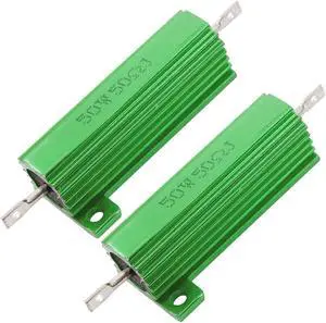 Unique Bargains Unique Bargains 2x Green 50W Watt 50 Ohm 5% Aluminum Shell Wire Wound Resistors