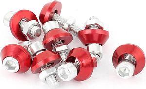 Unique Bargains Auto Car License Plate Frame Hex Head Bolts Screws Fasteners Red 8pcs