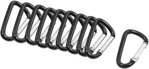 Unique Bargains 10 Pcs Travel Spring Clip Lock Black Camping Mini Carabiner Hook