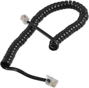 11.8" Length Coil Stretchy RJ9 4P4C Extension Telephone Cable Black