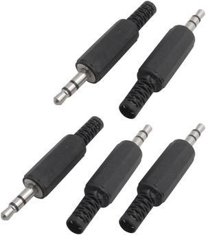 Unique Bargains 5 Pcs Black Sliver Tone 3.5mm Male Plug Jack for Audio