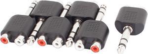 6Pcs Audio Y Shape Splitter 6.35mm 1/4" Stereo Male Plug to 2 RCA Female Adapter