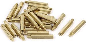 Unique Bargains M4x30+6mm Female/Male Thread Brass Hex Standoff Pillar Spacer Coupler Nut 25pcs