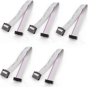 Unique Bargains 5pcs IDC 10Pin Hard Drive Extension Wire Flat Ribbon Cable Female Connector 20cm