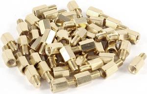 Unique Bargains 50pcs Brass Hex Standoff Spacer M4 x 8+6mm Female to Male