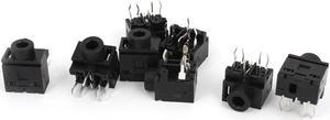 8Pcs MP3 Headset 3.5mm Jack PCB Socket PCB Panel Connector Black 5 Pins