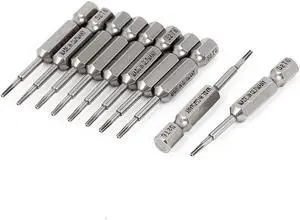 1/4" Hex Shank 1.5mm Tip T6 Magnetic S2 Steel Torx Security Screwdriver Bits x10