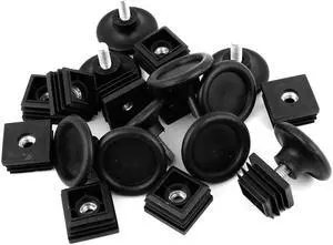 Unique Bargains 10 Sets M8x17mm Thread Leveling Feet Adjuster Plastic 30mm Square Foot Cap Kit