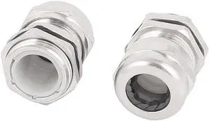 2 Pcs 20mm Dia Thread PG13.5 Water Resistant Stainless Steel Cable Gland Joint