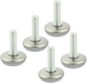 Unique Bargains White Plastic Base M6 x 25mm Leveling Feet Foot Mounts Pads 5 Pcs