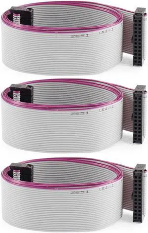 2.54mm Pitch 24 Pins 24 Wires F/F IDC Connector Flat Ribbon Cable 1 Meter 3pcs