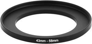 Camera Lens Filter Aluminum Step Up Ring 43mm-58mm Adapter Black