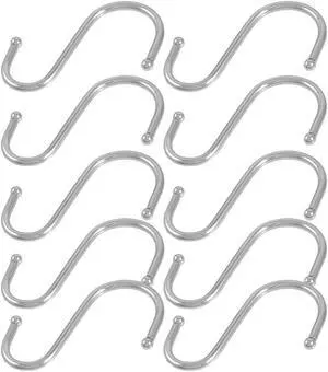 Unique Bargains 10pcs Removable Metal S Hooks Clothes Bag Kitchen Pots Towel Hooks