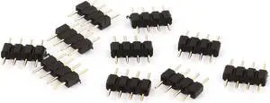 10 Pieces 4-Pin 10mm Male to Male Connector Black for RGB LED Strip Lights