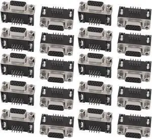 20Pcs DB 15 Pin 3 Row Female D-SUB VGA Connector PCB Mounting Right Angle