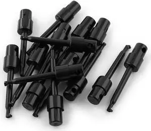 Plastic Electronic Lead Testing Hooks Wire Probe Spring Clips Black 15 Pcs