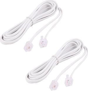 2 Pcs 1.9M 6.2 Ft 6P2C RJ11 Male Fax Modem Phone Cable Wire White