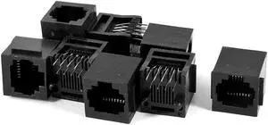 Unique Bargains 8 Pcs Black Straight Push in Type Head RJ45 8P8C PCB Jacks