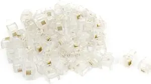 Unique Bargains Telephone Cable Parts 6P4C RJ11 Plug Jack Connector Socket Clear 50 Pcs