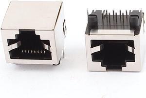 2 Pcs RJ45 Modular Plug Jack 8P8C PCB Mount Socket Network Connectors Couplers