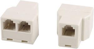 Unique Bargains 2 Pcs Plastic RJ11 F-2F F/2F Jack Telephone Modular Splitter Joiner Connectors