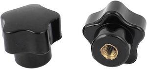 M5 Female Thread 25mm Dia Star Head Screw Clamping Knob Grips Black 2Pcs