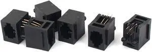 Unique Bargains 6 Pcs RJ11 4P4C Computer Internet Network PCB Jack Socket Black