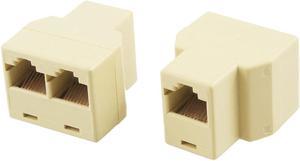 2 Pieces RJ45 Plug 3 Way 8P8C Network Ethernet Splitter Adapters