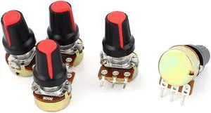 5pcs 50K OHM 3 Terminal Linear Taper Rotary Volume B Type Potentiometer Pot B50K