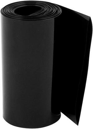 80mm Flat Width 2.1M Length PVC Heat Shrink Tube Black for 18650 Batteries